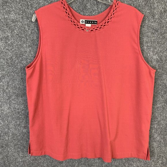 Blast Vintage 2 Pc Sleeveless Top & Pants Set Sz XL Pockets Coral - Picture 11 of 14